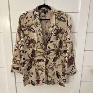 KAREN KANE VINTAGE Woman LINEN Floral career coastal grandma bohemian blazer 12
